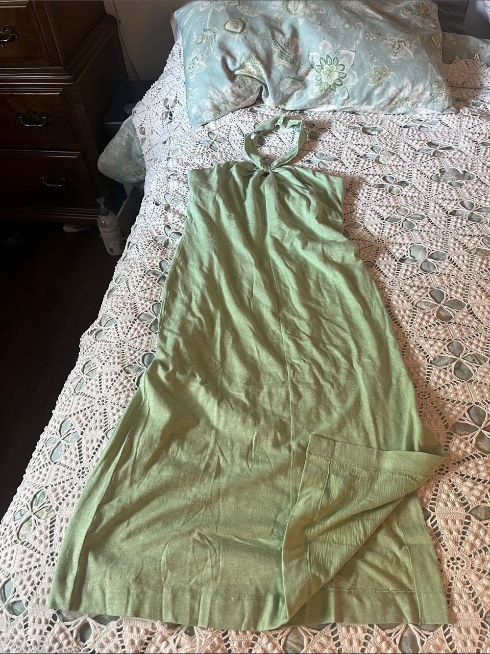 LOFT Mint Green Halter Maxi Dress